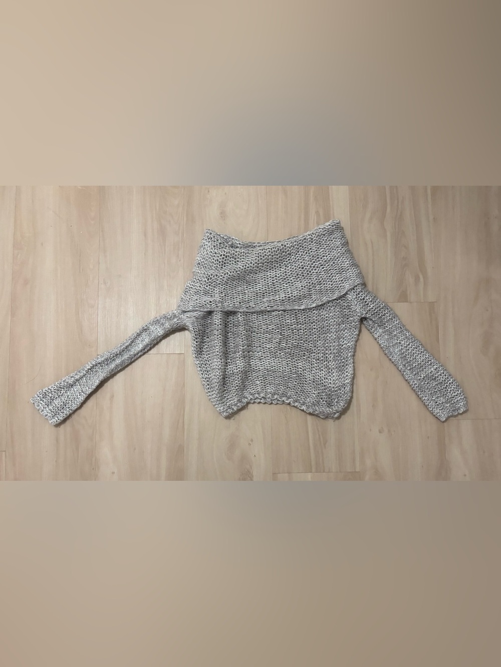 Cozy Off-Shoulder Knit Sweater in Light Gray